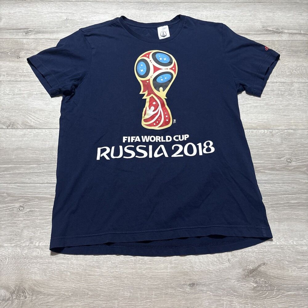 Adidas FIFA World Cup Russia 2018 T-Shirt Navy Blue Soccer Graphic Tee Men M - Picture 1 of 5